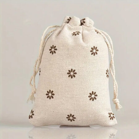 Daisy Printed Cotton Drawstring Bag