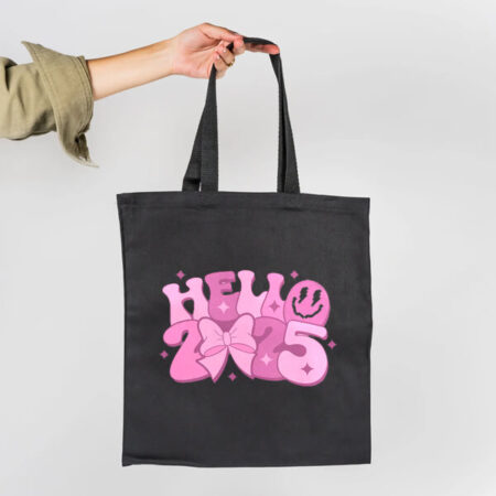 Happy New Year 2025 printed Fabric Canvas Bags